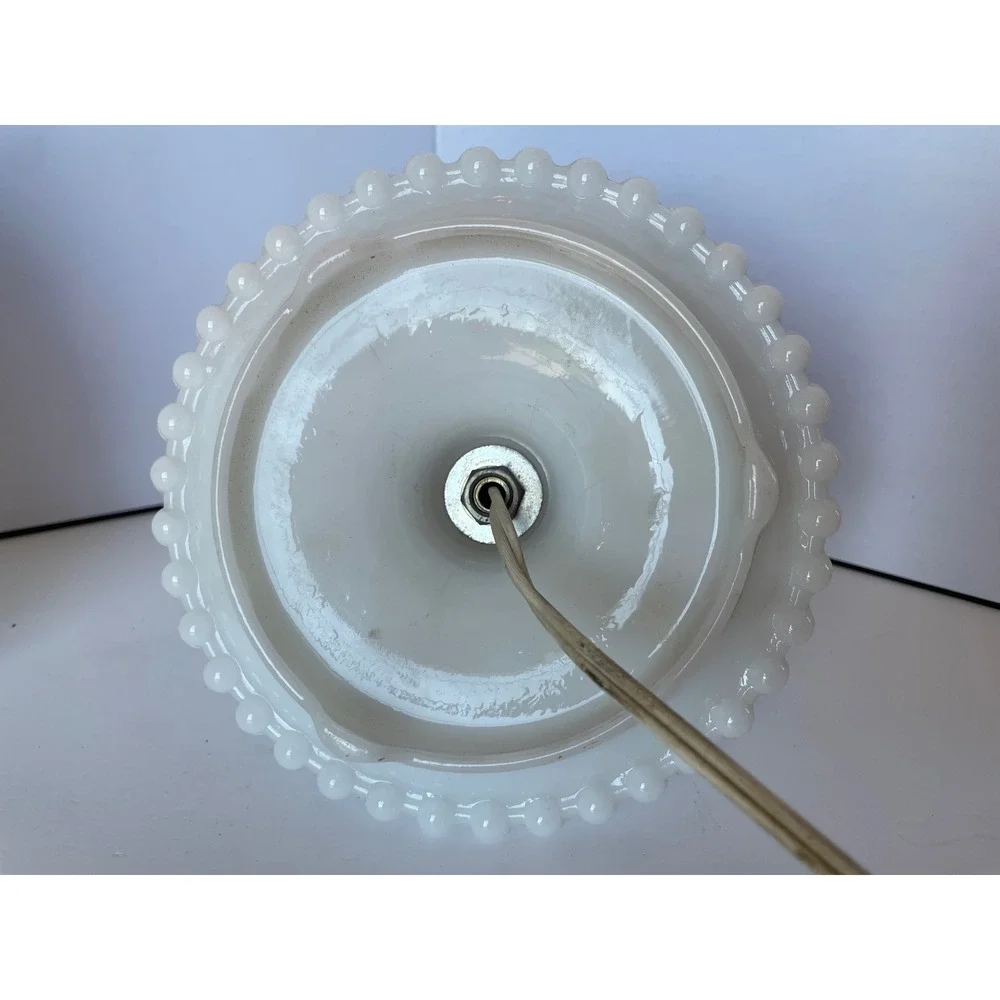 Vintage Hobnail Milk Glass Hurricane Lamp Frosted Chimney Brass Crown Gallery